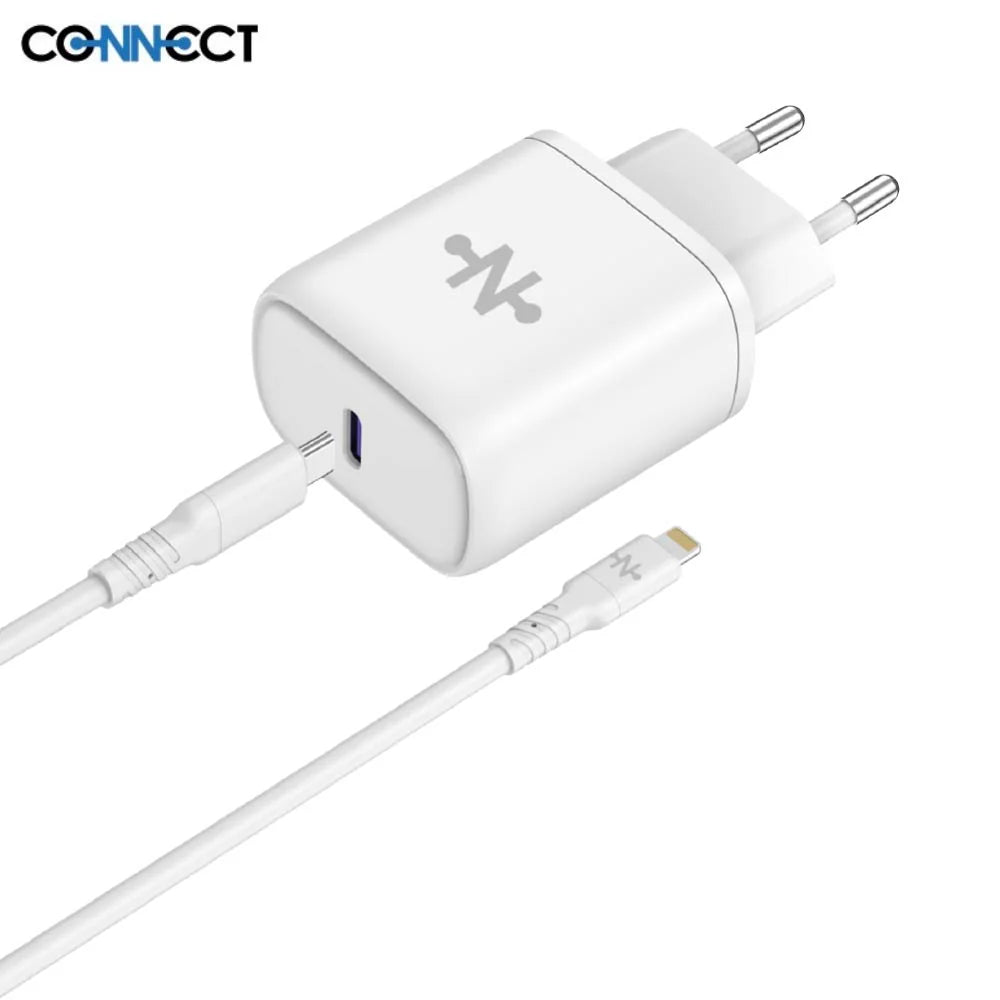 Chargeur Secteur Type-C Charge Rapide 25W +Câble Type-C vers Lightning (1m) Blanc