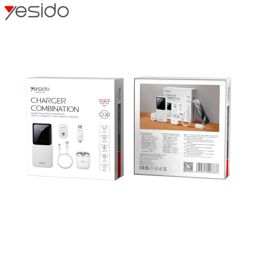 Kit d'Accessoires Yesido CG10 5 en 1 Blanc